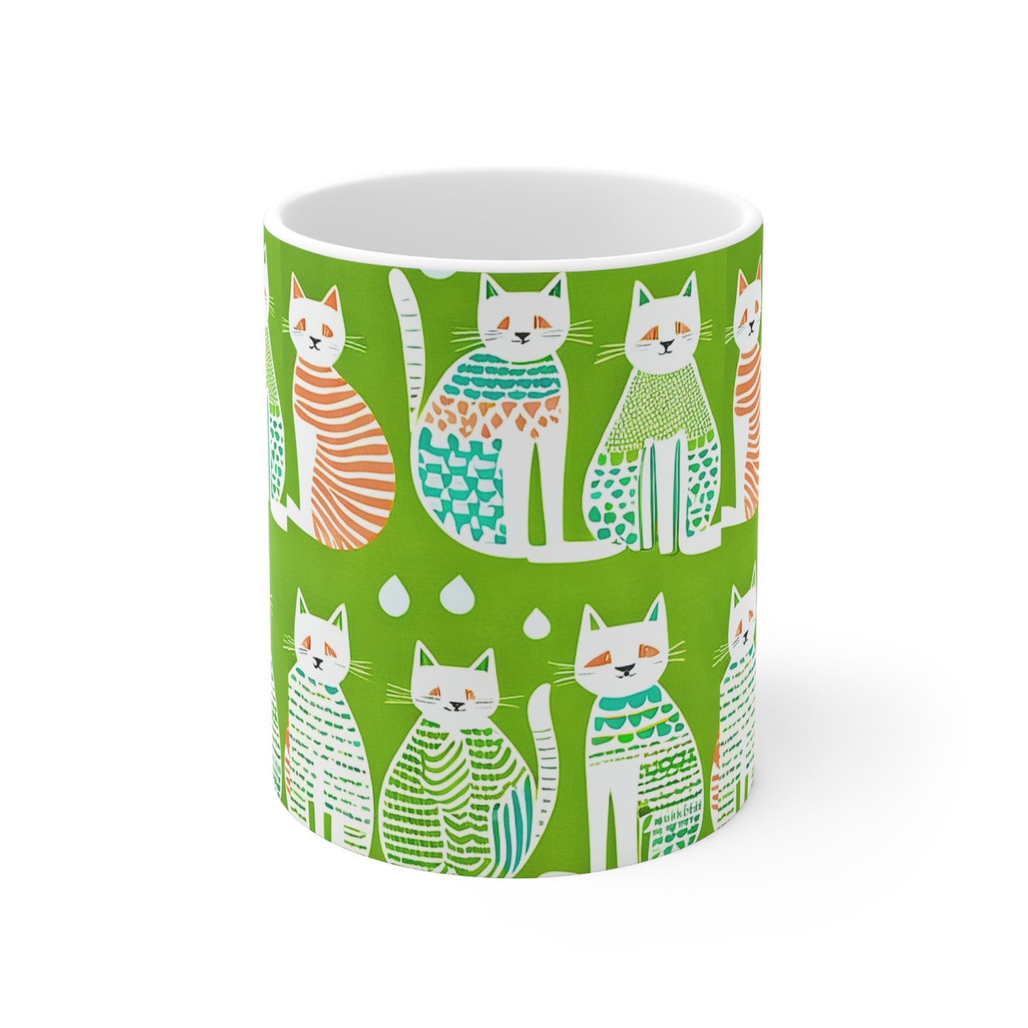 Cat Fashionistas Midcentury Modern Pattern Decorative Hot Beverage Coffee Tea Chia Ceramic Mug 11oz