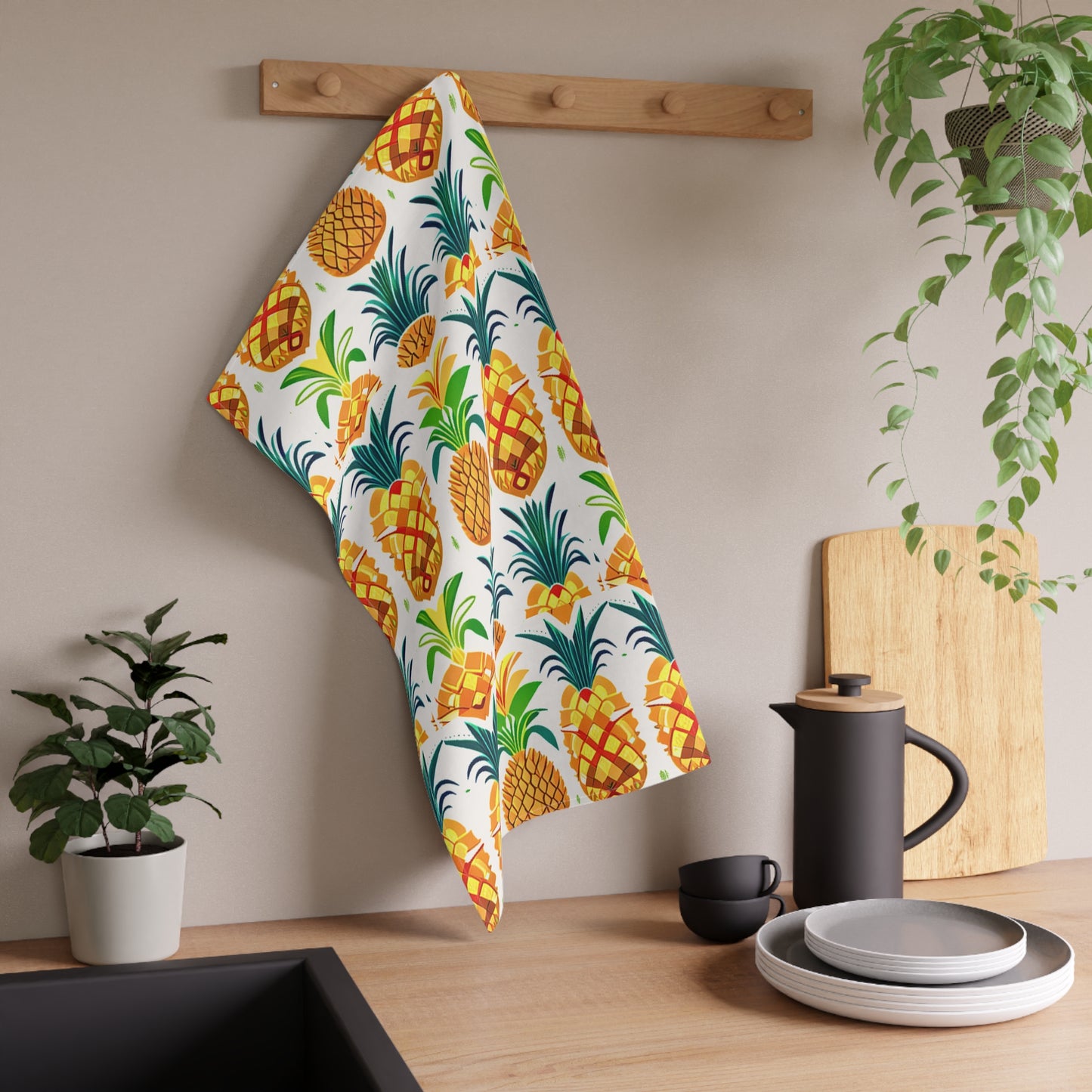Pina Colada Tropical Pineapple Tiki Lounge Midcentury Modern Pattern Decorative Kitchen Tea Towel/Bar Towel