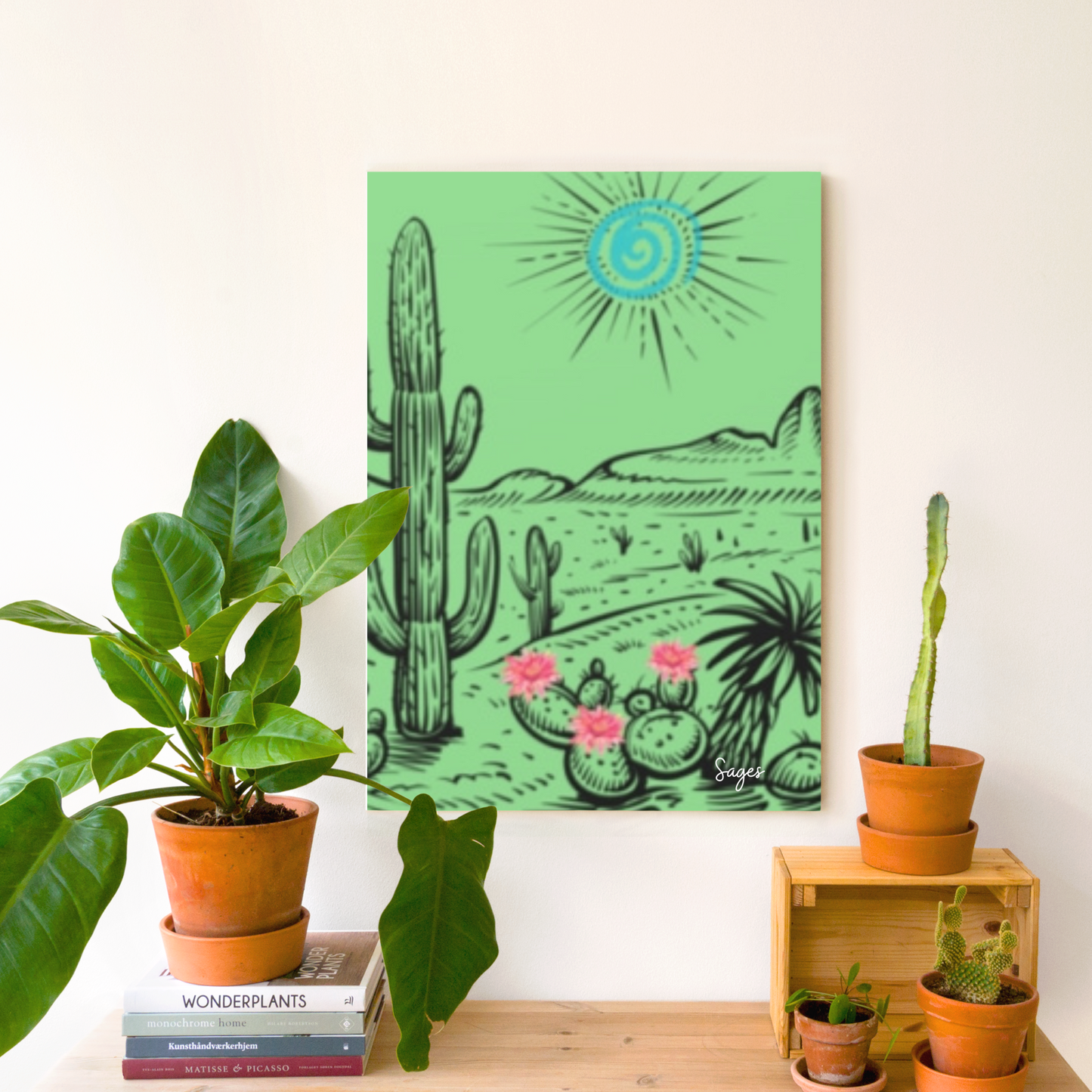 Blooming Cactus Southwestern Art Canvas Gallery Wraps