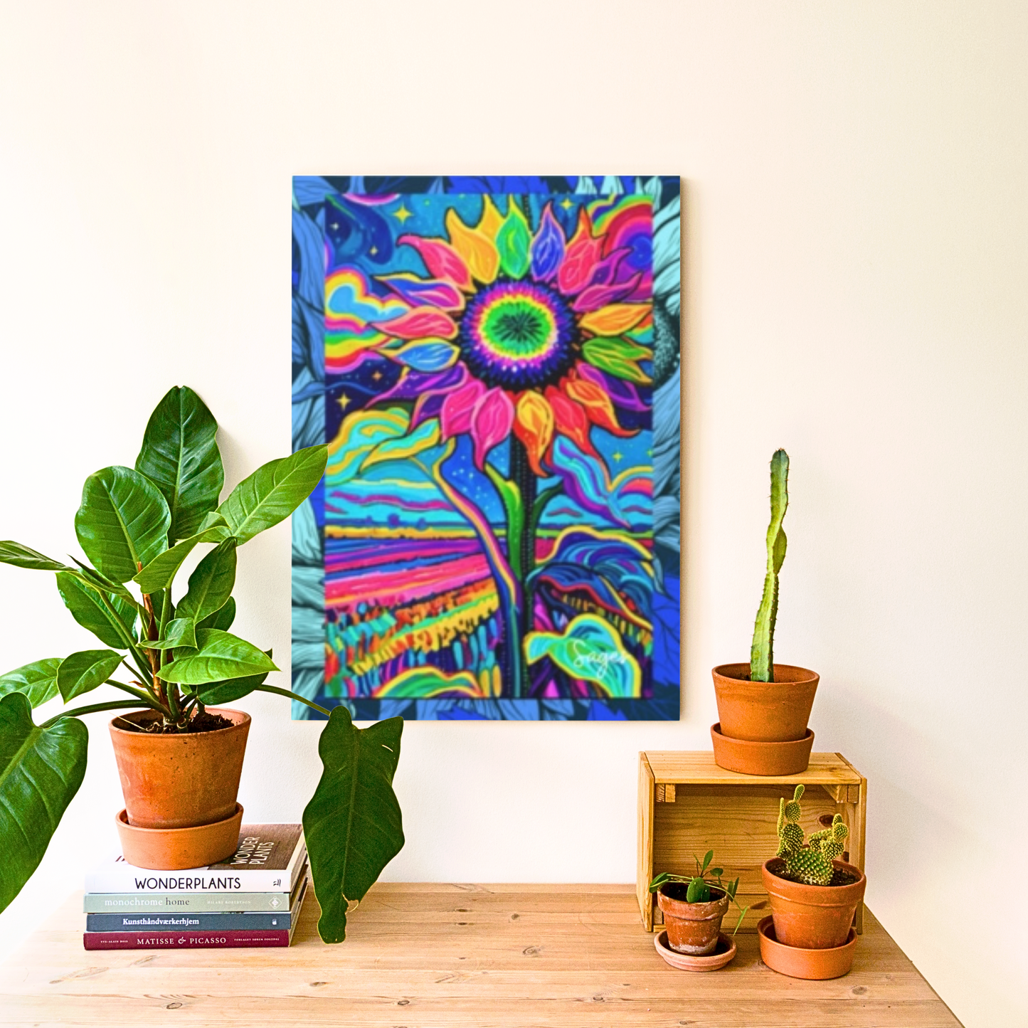 Electric Sunflower Collage Art Canvas Gallery Wraps