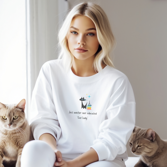 Just Another Over Educated Cat Lady Midcentury Modern Cat Unisex Heavy Blend™ Crewneck Adult Sweatshirt